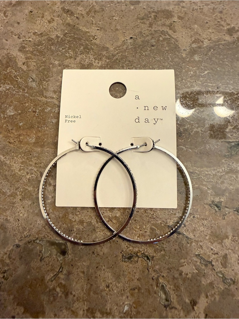 Target a.new day Silver Pave Stone Hoop Earrings